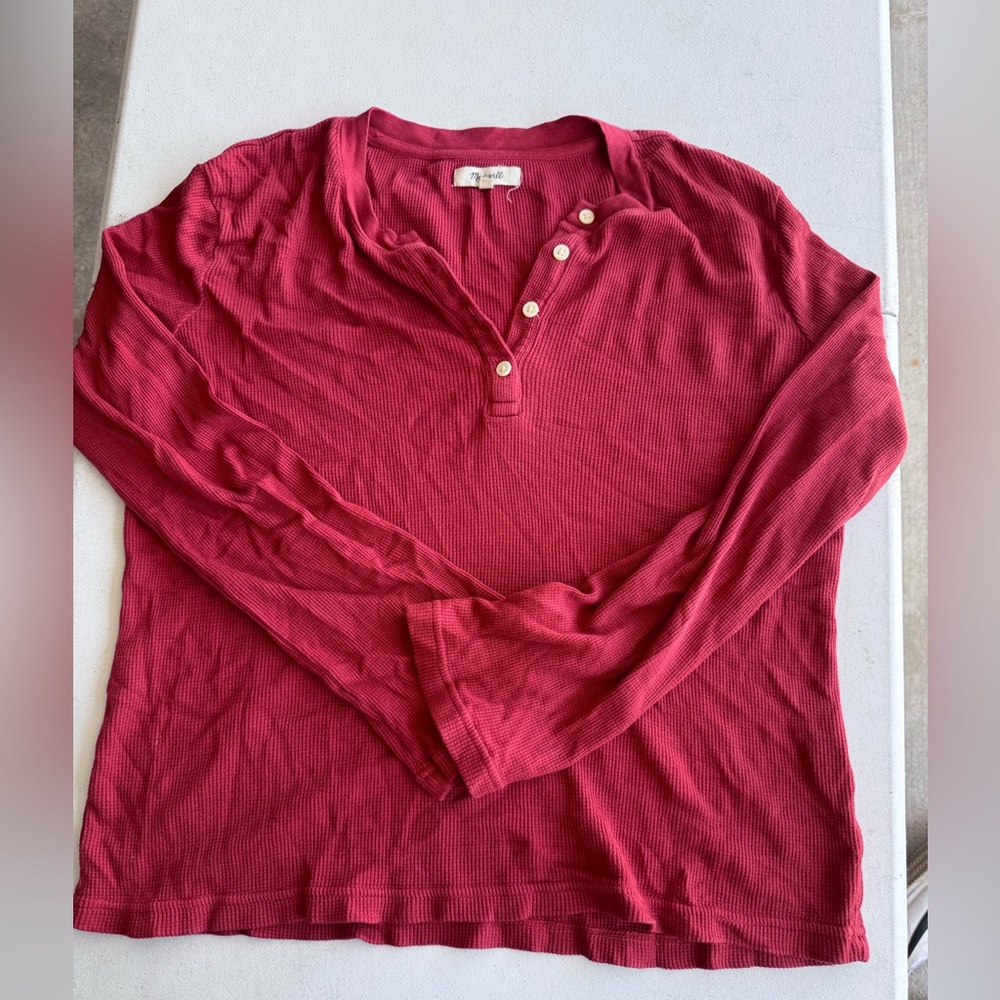Madewell Long-Sleeve Henley Shirt - Red